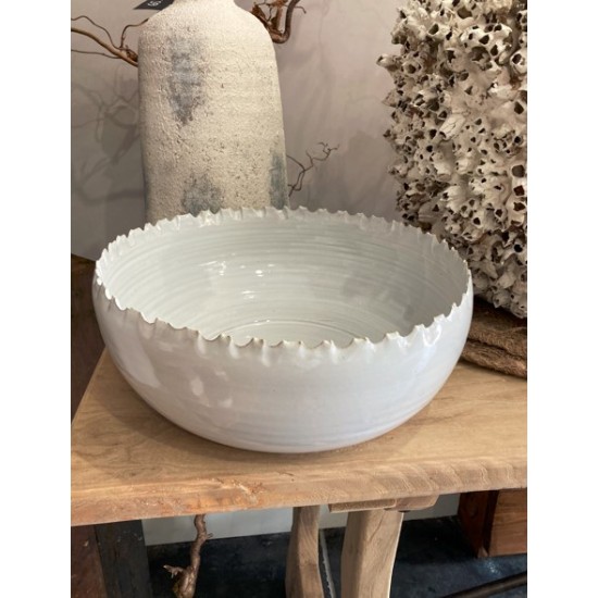 WHITE CERAMIC BOWL WITH EDGING