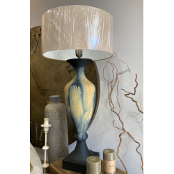 Hand painted lamp with linen shade