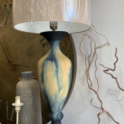 Hand painted lamp with linen shade