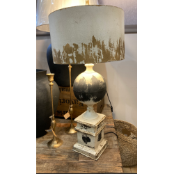 Distressed Black & Gold/Cream metal lamp