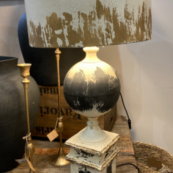 Distressed Black & Gold/Cream metal lamp