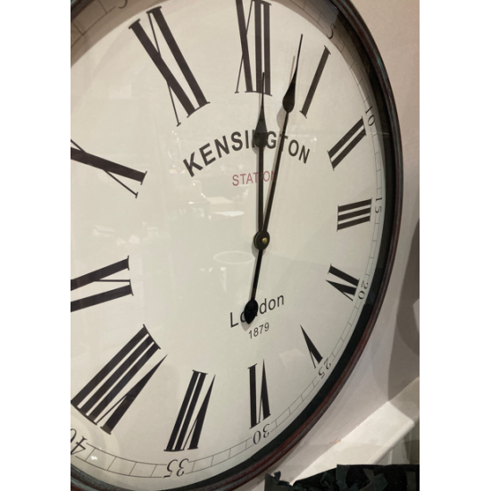 STATION WALL CLOCK WITH ROMAN NUMERALS
