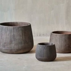 Wampu Wide Planter - Distressed Brown / Black -TALL