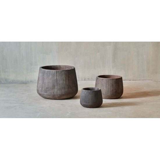 Wampu Wide Planter - Distressed Brown / Black -TALL