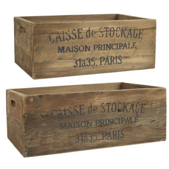 Box set of 2 w/text "Caisse de Stockage" 