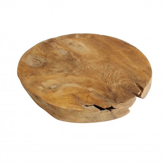 Round cutting board in teak wood.