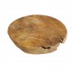 Round cutting board in teak wood.